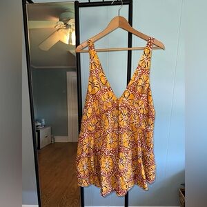 Urban Outfitters Mustard and Rust Patterned Dress/Blouse